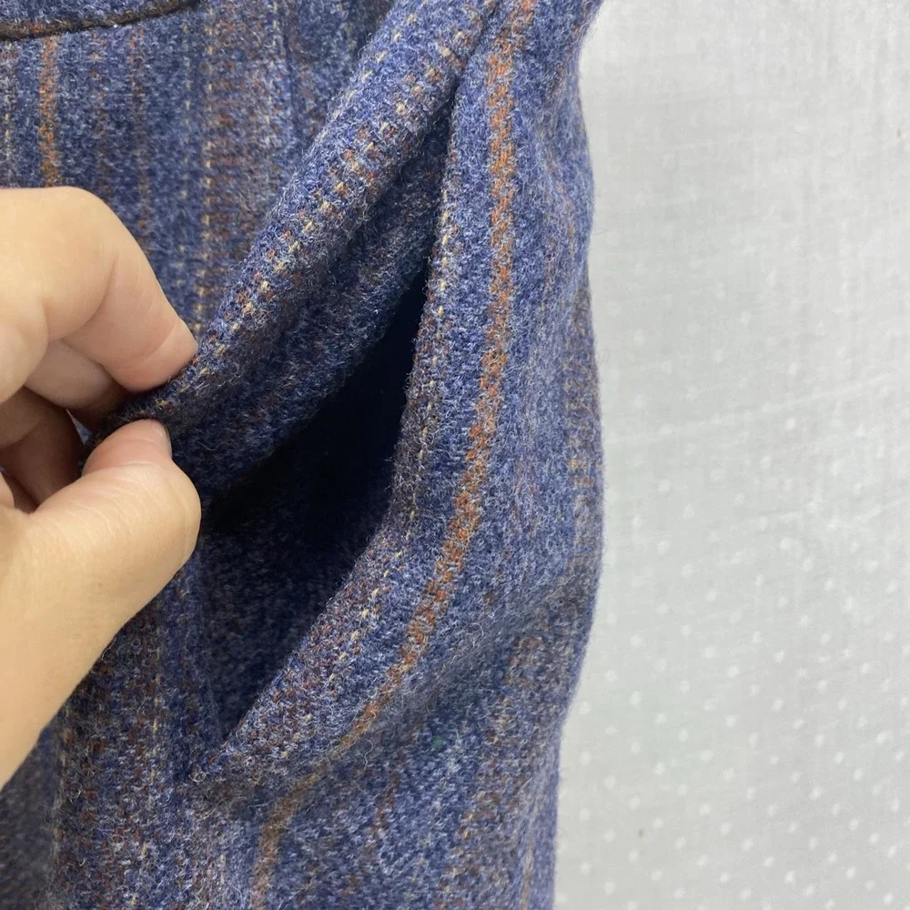 Vintage Madison Wool Skirt Blue Striped Button Detail Preppy Classic 28"‎ Waist - Picture 5 of 11